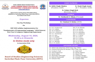 One-Day Faculty Orientation Program on FPL Syllabus Implementation' (2024 Pattern ) as per NEP 2020 guidelines In Association with SPPU, Pune Organized By First year and Computer Engineering Department